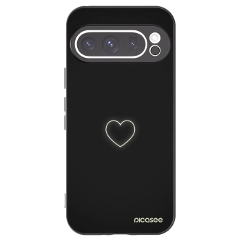 Picasee Μαύρη θήκη σιλικόνης για Google Pixel 9 Pro XL - Heart