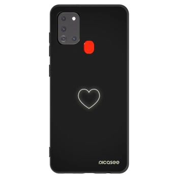Picasee Μαύρη θήκη σιλικόνης για Samsung Galaxy A21s - Heart