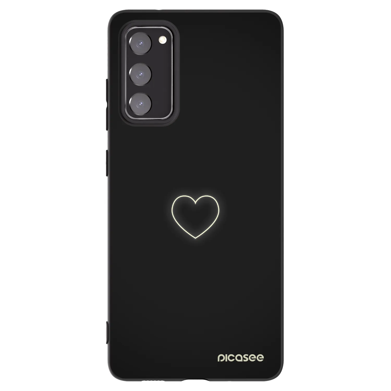 Picasee Μαύρη θήκη σιλικόνης για Samsung Galaxy S20 FE - Heart