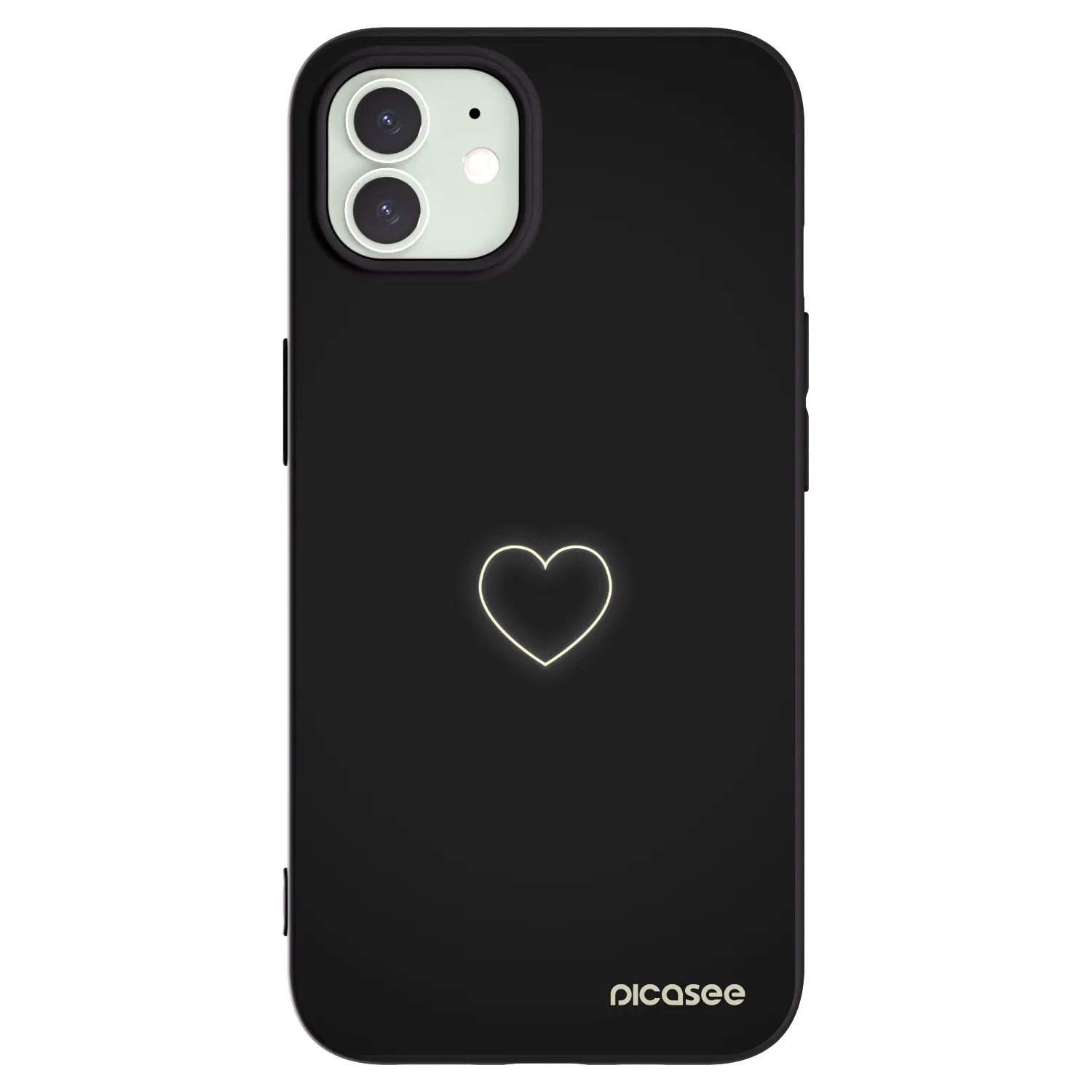 Picasee Μαύρη θήκη σιλικόνης για Apple iPhone 12 - Heart