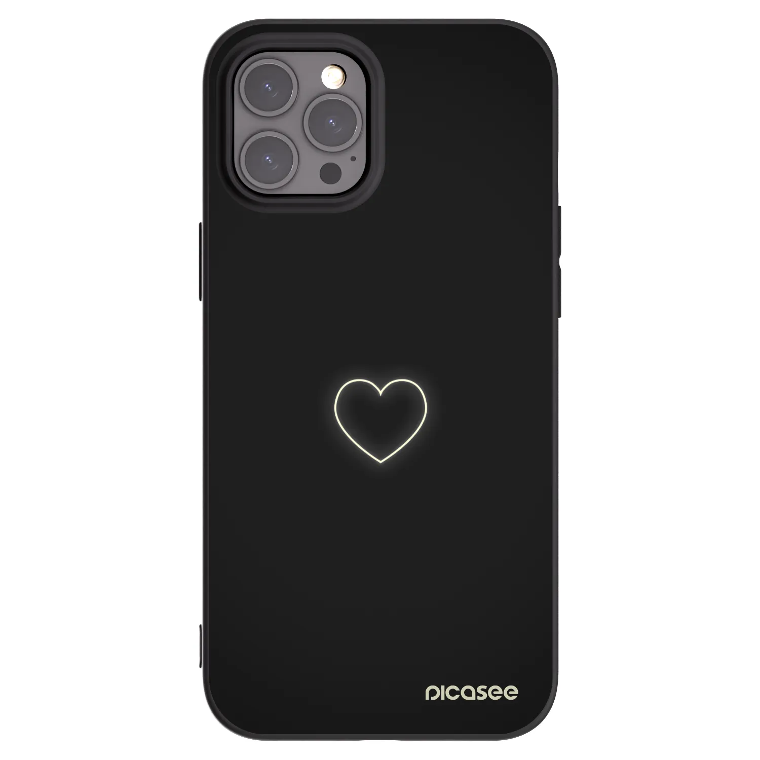 Picasee Μαύρη θήκη σιλικόνης για Apple iPhone 12 Pro Max - Heart
