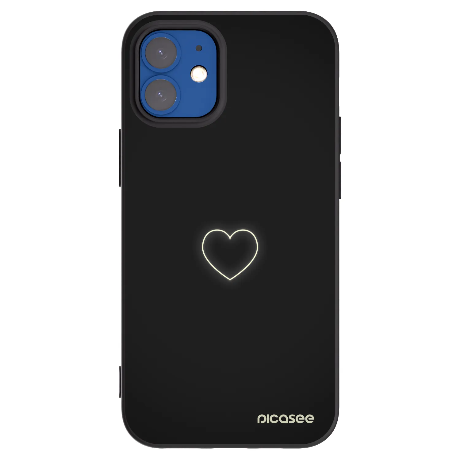 Picasee Μαύρη θήκη σιλικόνης για Apple iPhone 12 mini - Heart