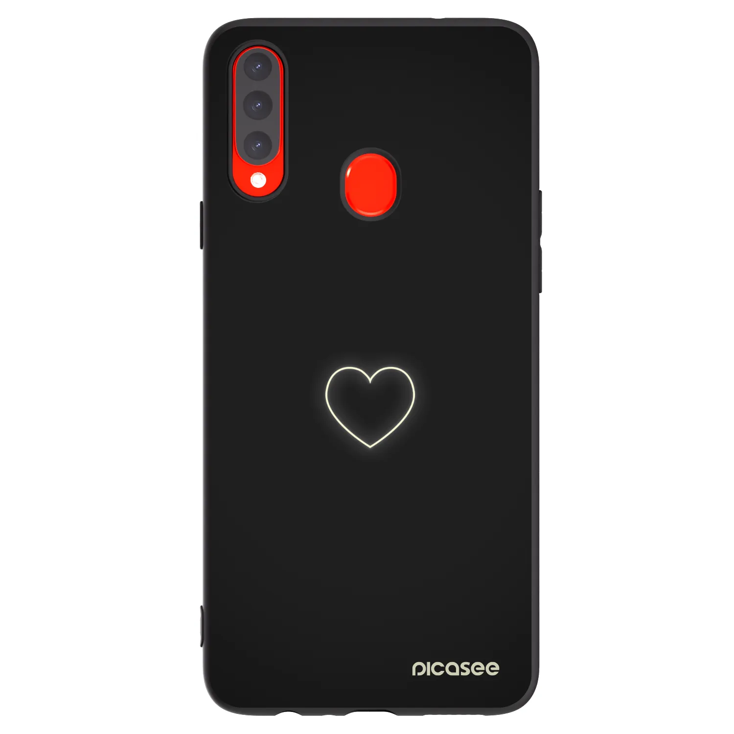 Picasee Μαύρη θήκη σιλικόνης για Samsung Galaxy A20s - Heart