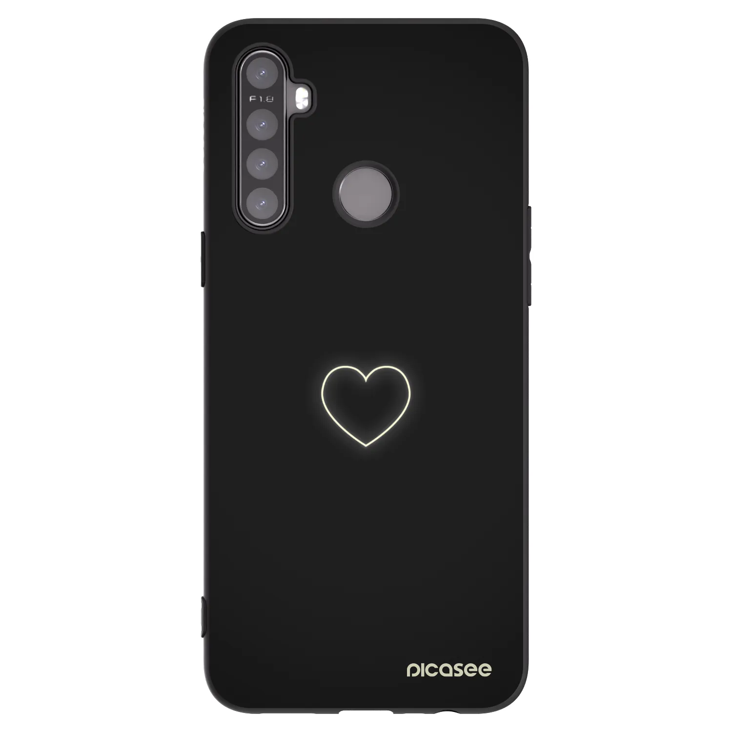 Picasee Μαύρη θήκη σιλικόνης για Realme 6i - Heart
