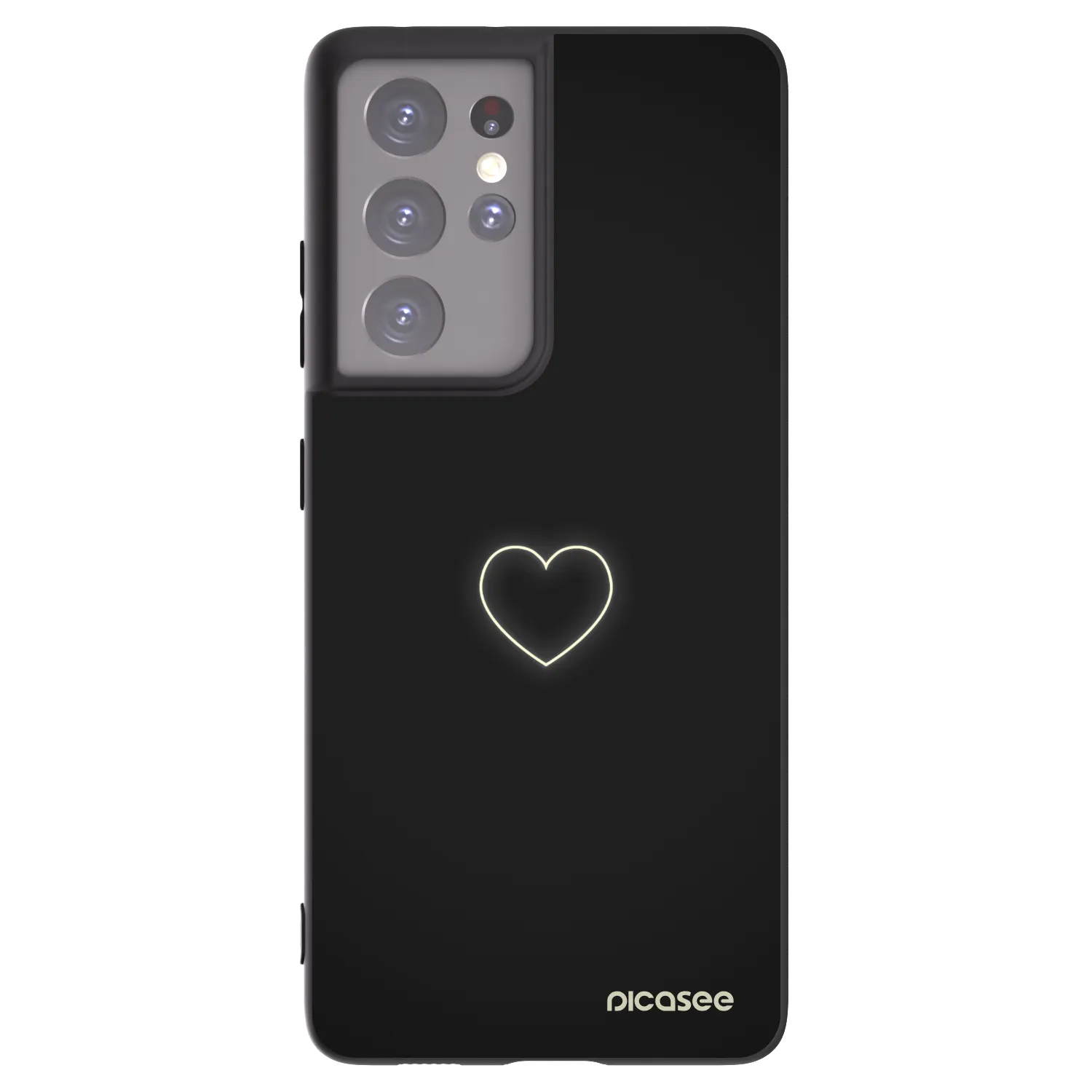 Picasee Μαύρη θήκη σιλικόνης για Samsung Galaxy S21 Ultra 5G G998B - Heart