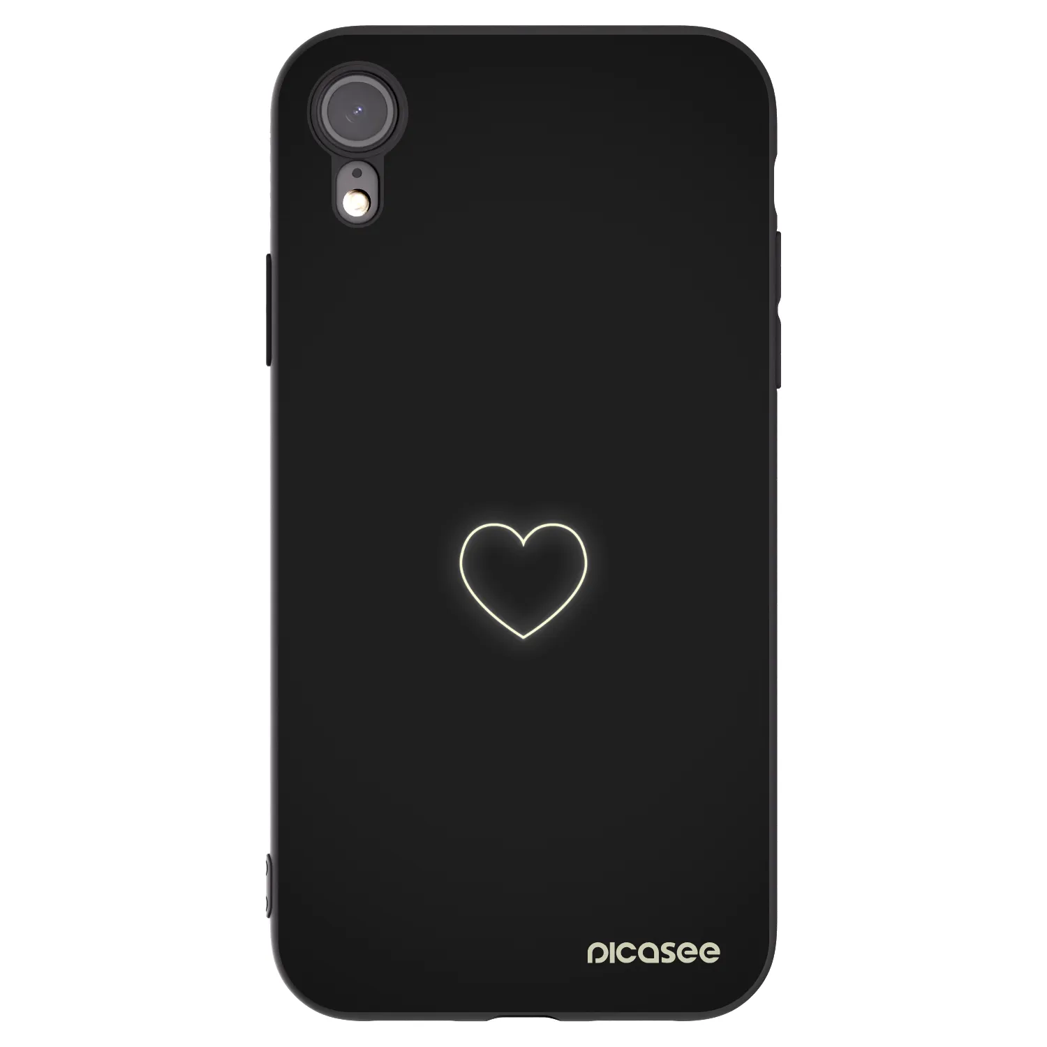Picasee Μαύρη θήκη σιλικόνης για Apple iPhone XR - Heart