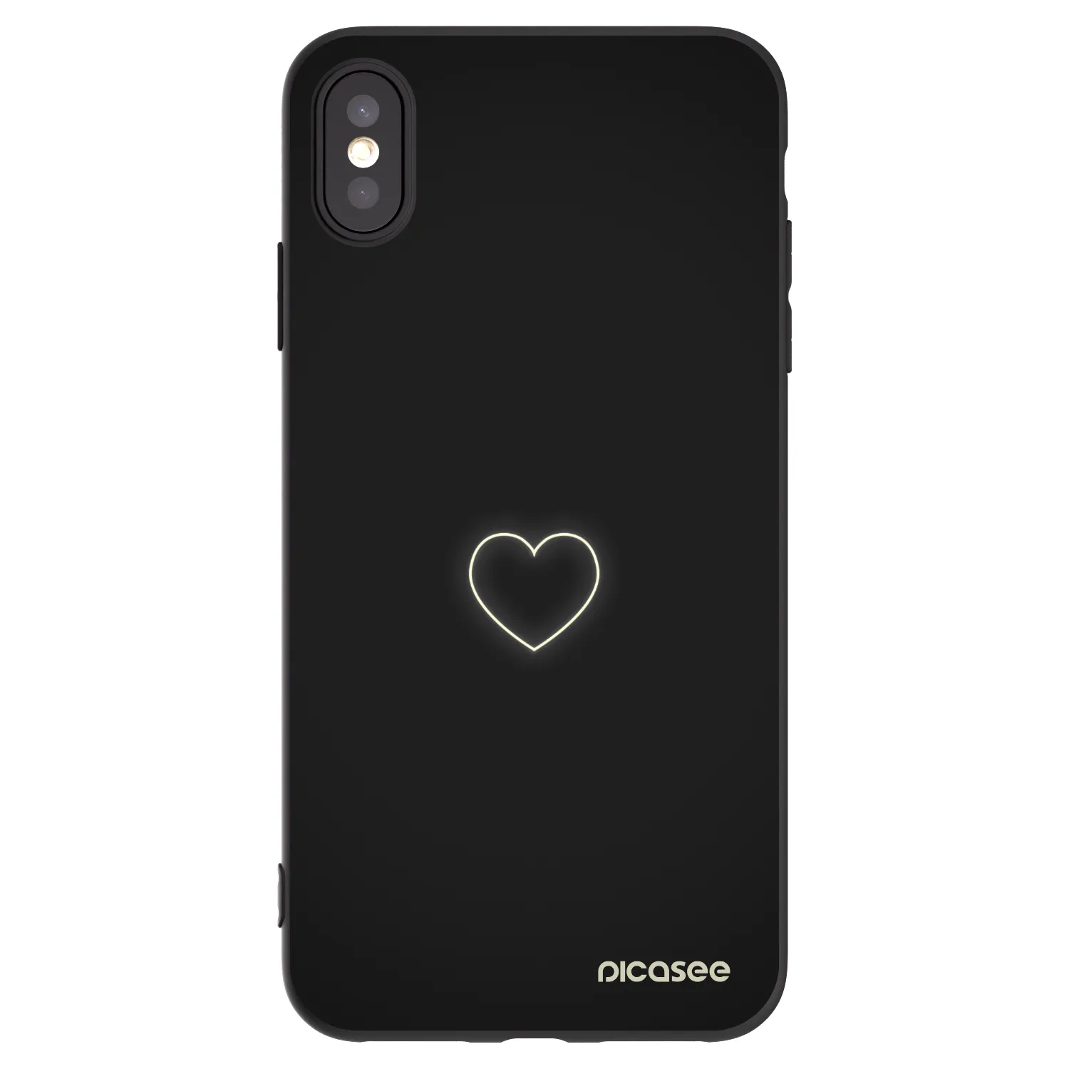 Picasee Μαύρη θήκη σιλικόνης για Apple iPhone XS Max - Heart