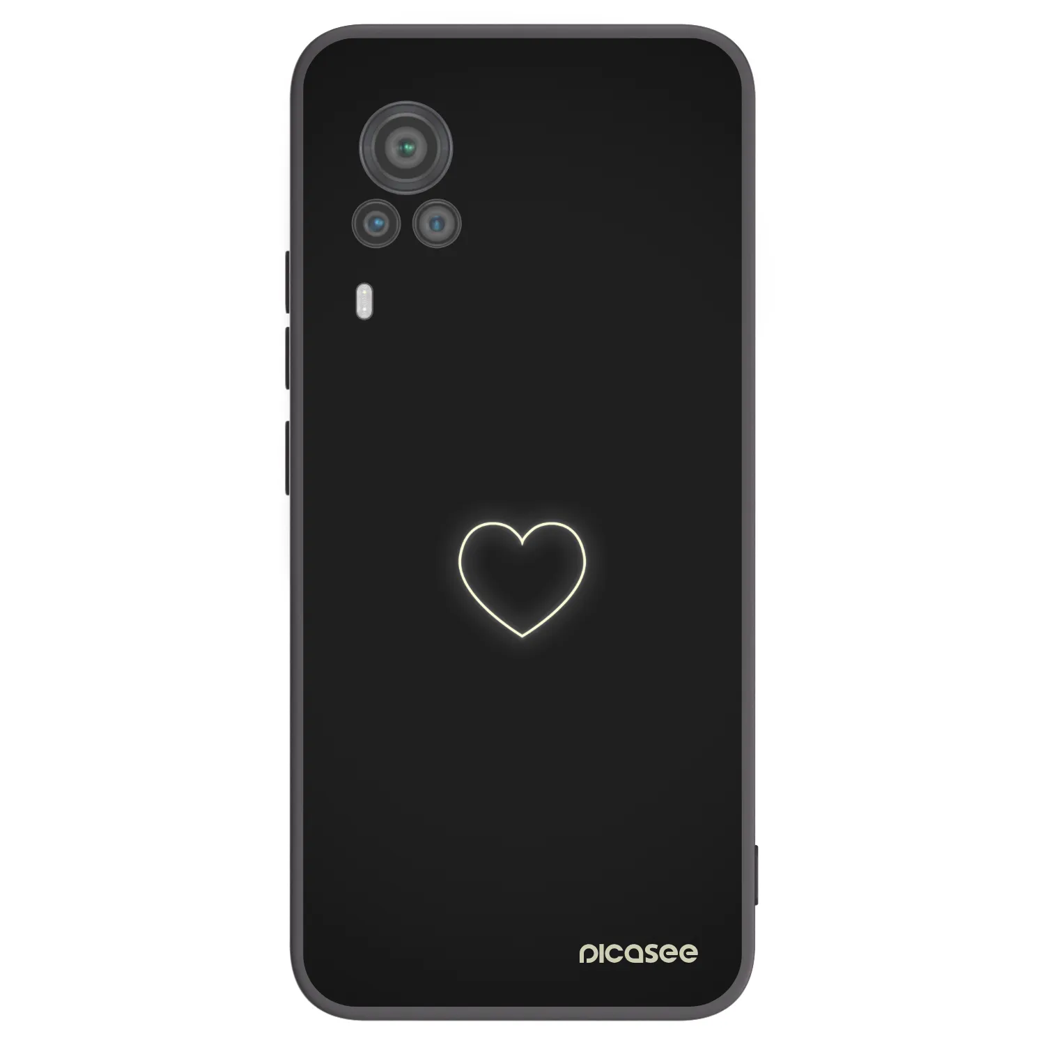 Picasee Μαύρη θήκη σιλικόνης για Vivo X60 Pro 5G - Heart