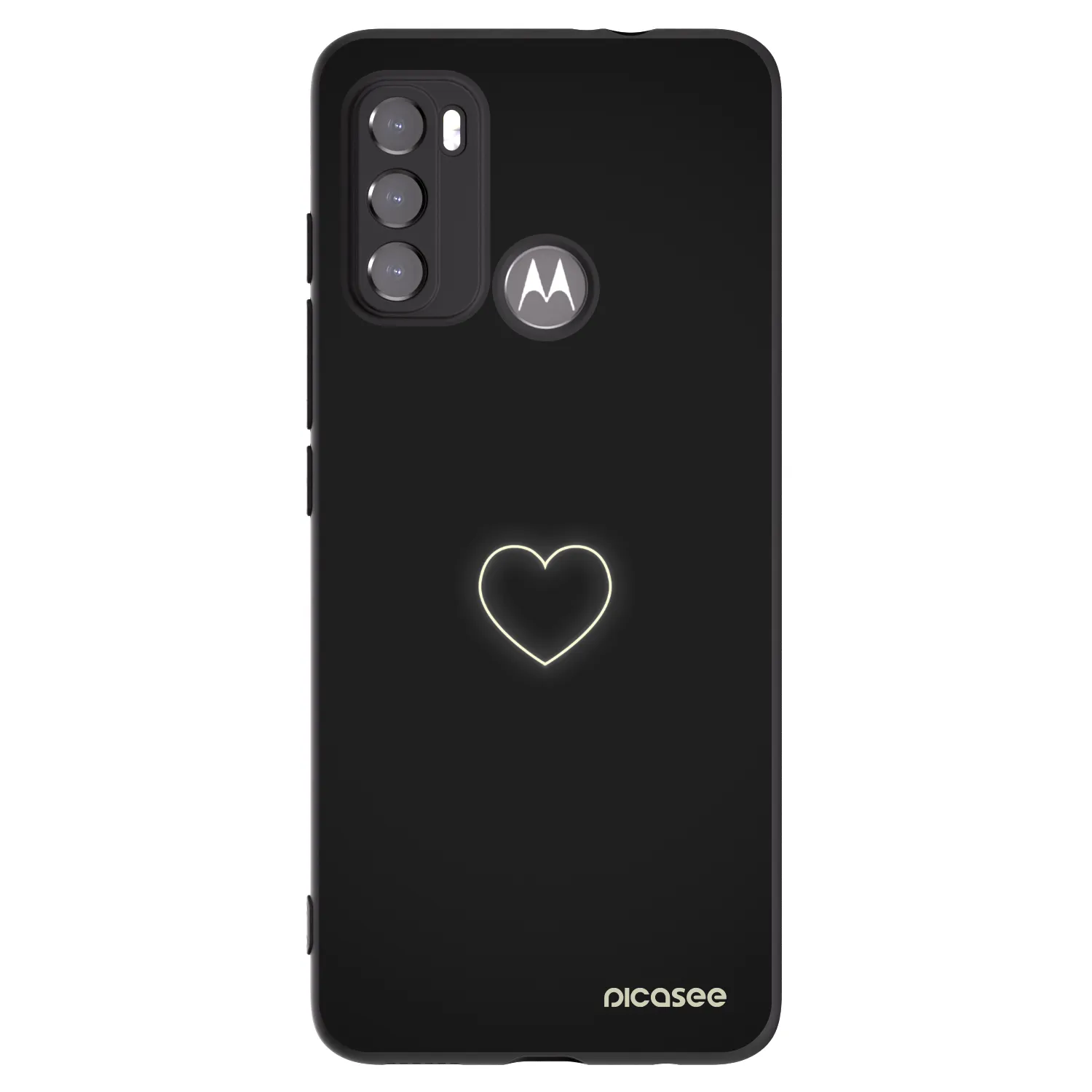Picasee Μαύρη θήκη σιλικόνης για Motorola Moto G60 - Heart