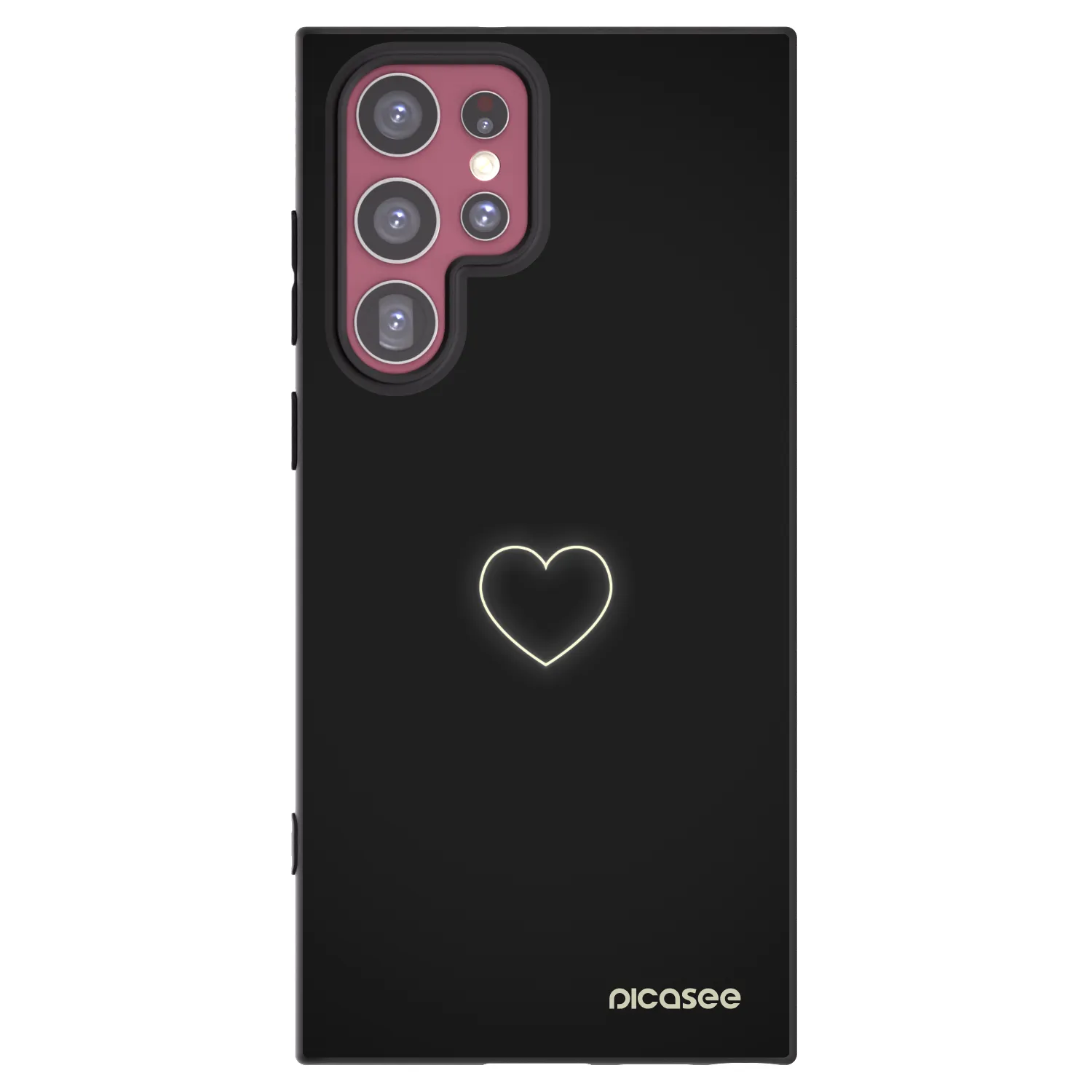 Picasee Μαύρη θήκη σιλικόνης για Samsung Galaxy S22 Ultra 5G - Heart