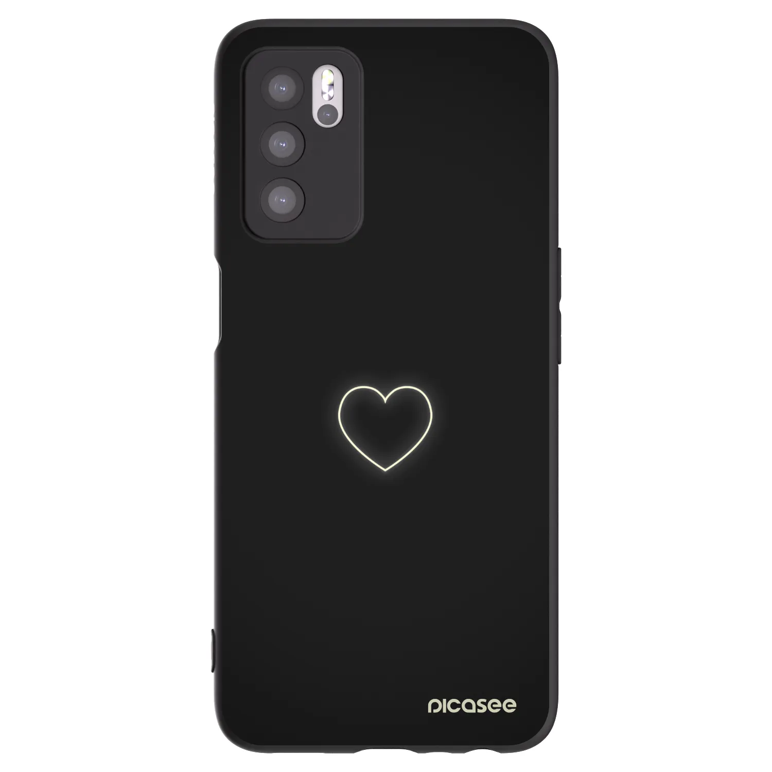 Picasee Μαύρη θήκη σιλικόνης για OPPO A16 - Heart