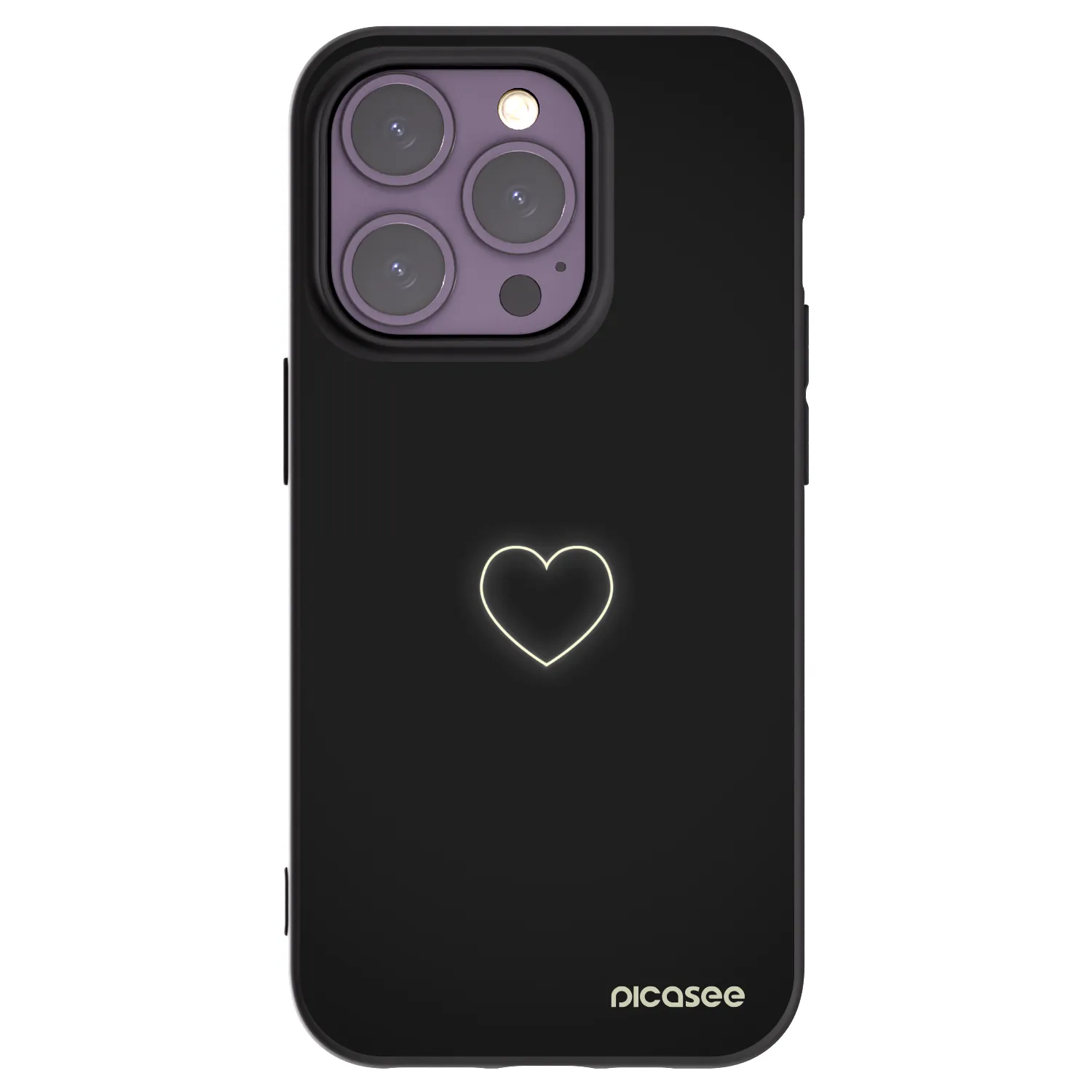 Picasee Μαύρη θήκη σιλικόνης για Apple iPhone 14 Pro - Heart