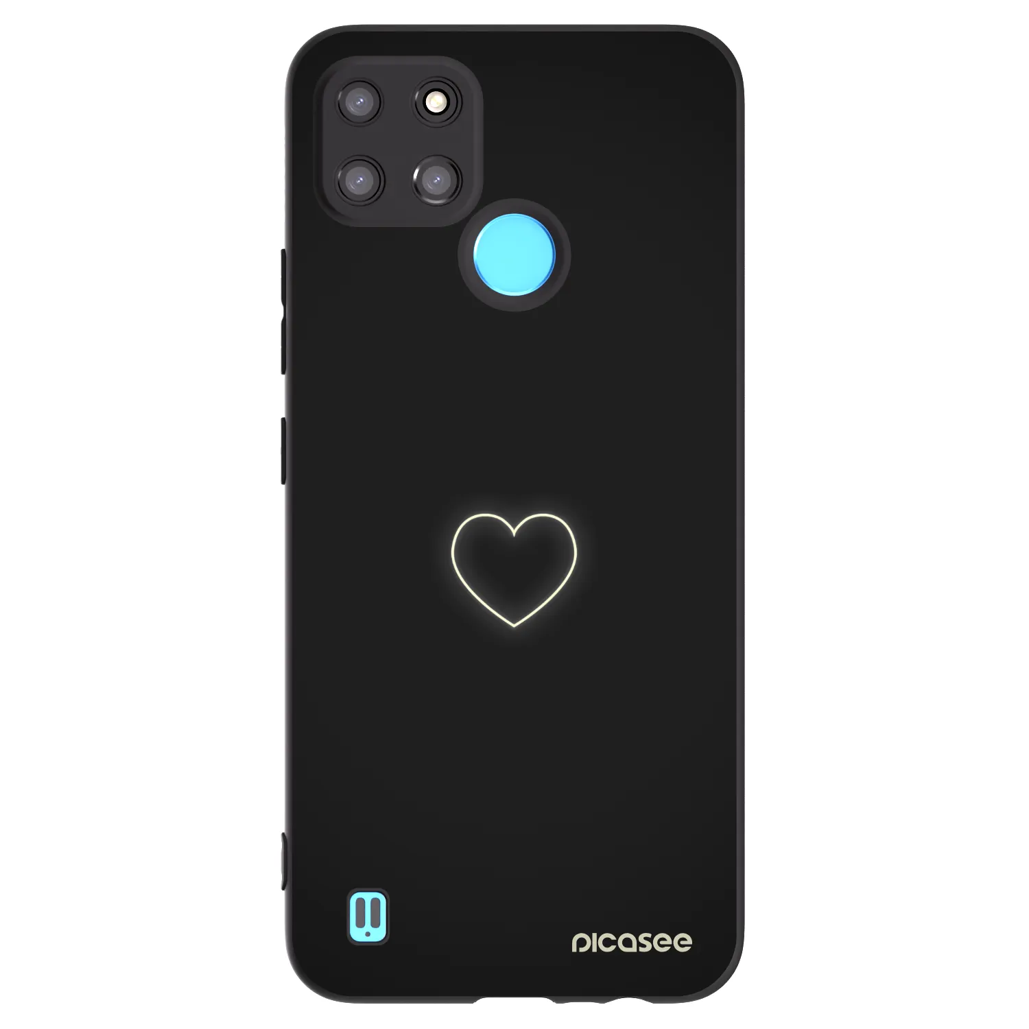 Picasee Μαύρη θήκη σιλικόνης για Realme C21Y - Heart