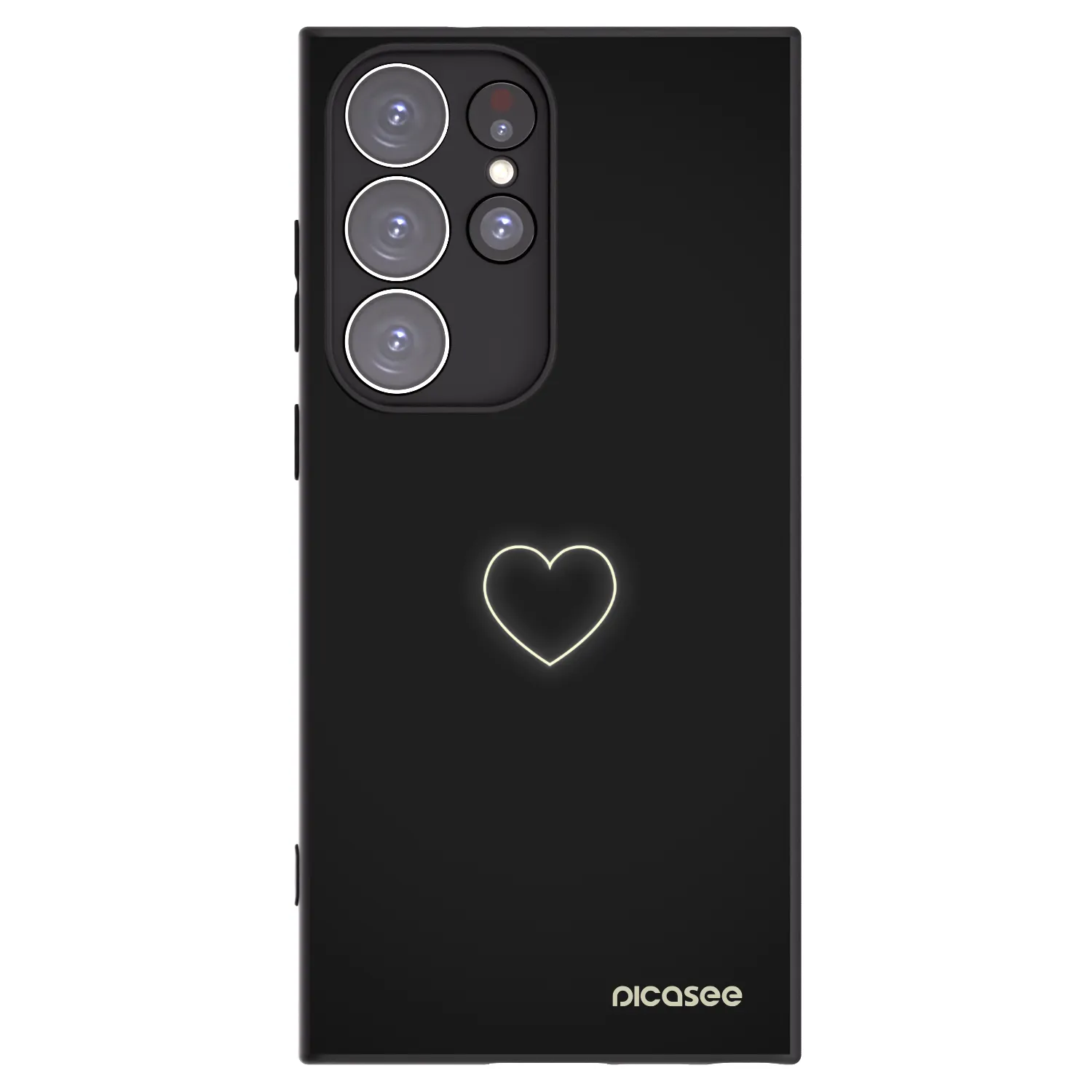 Picasee Μαύρη θήκη σιλικόνης για Samsung Galaxy S23 Ultra 5G - Heart