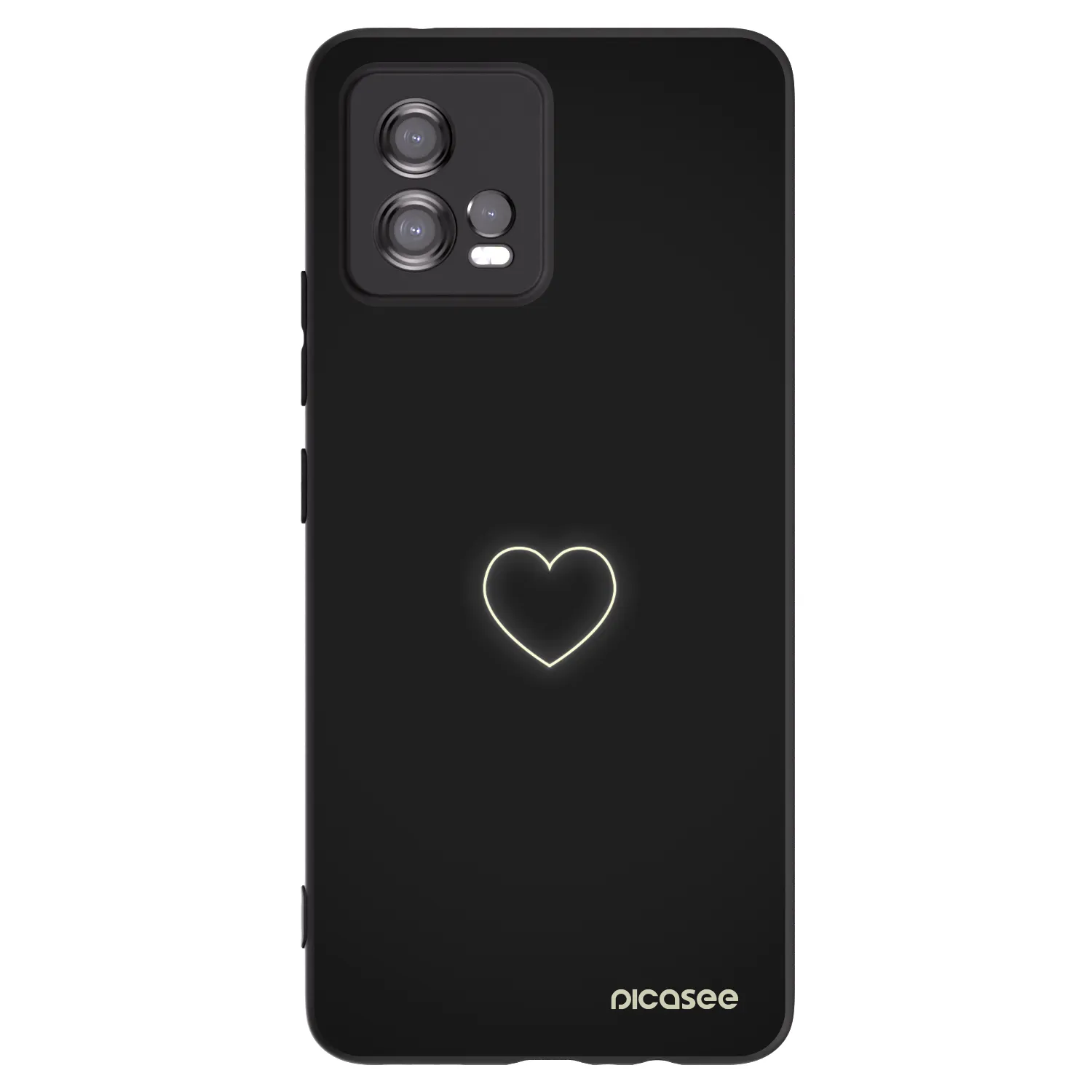 Picasee Μαύρη θήκη σιλικόνης για Motorola Moto G72 - Heart