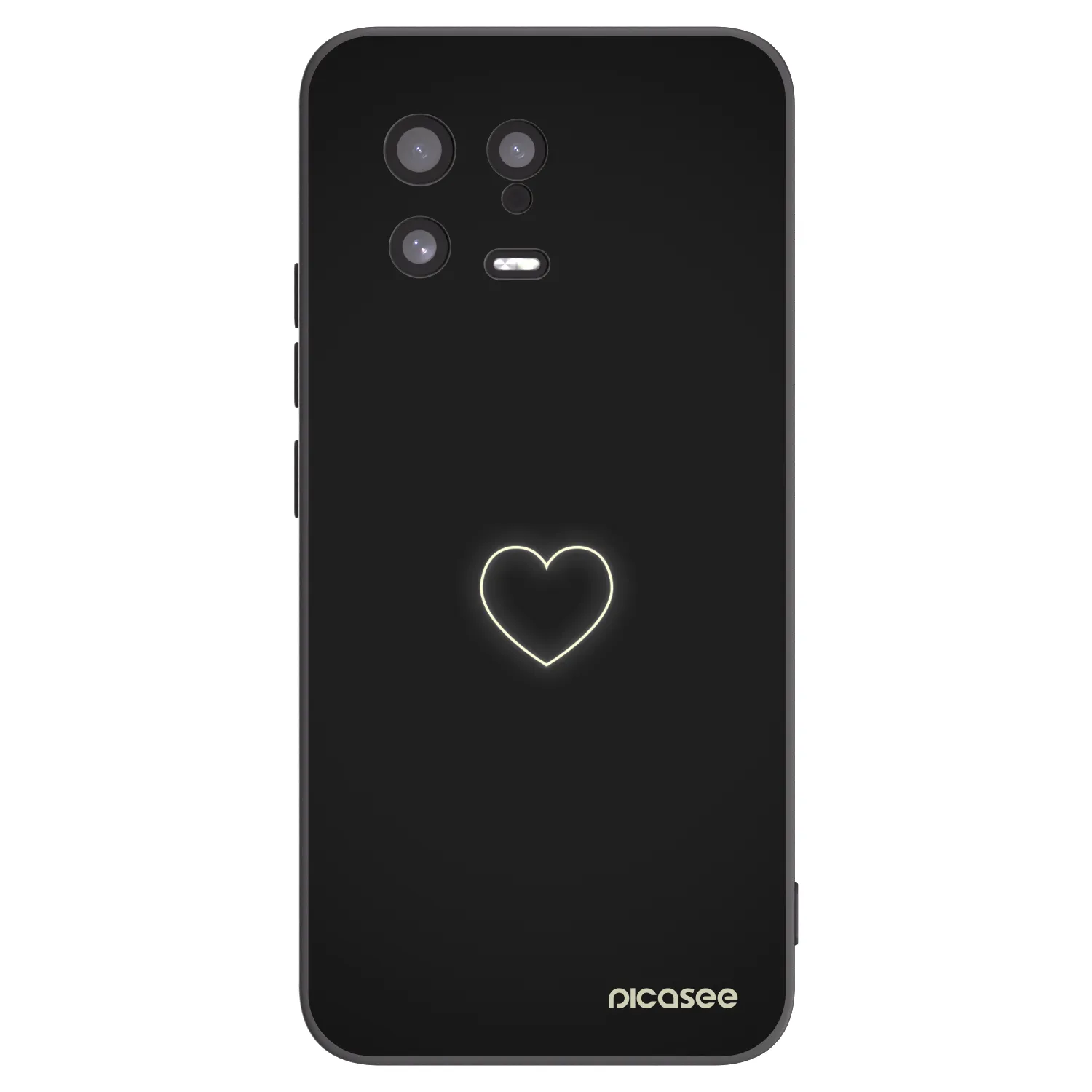 Picasee Μαύρη θήκη σιλικόνης για Xiaomi 13 - Heart