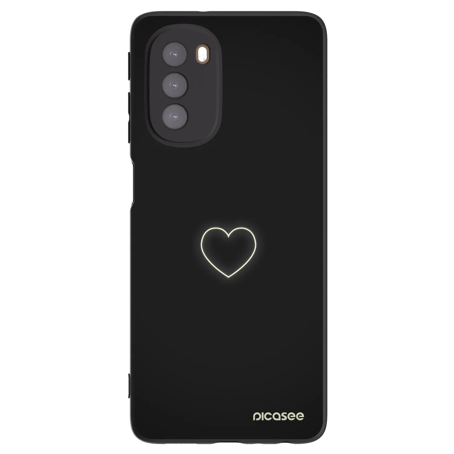Picasee Μαύρη θήκη σιλικόνης για Motorola Moto G51 - Heart