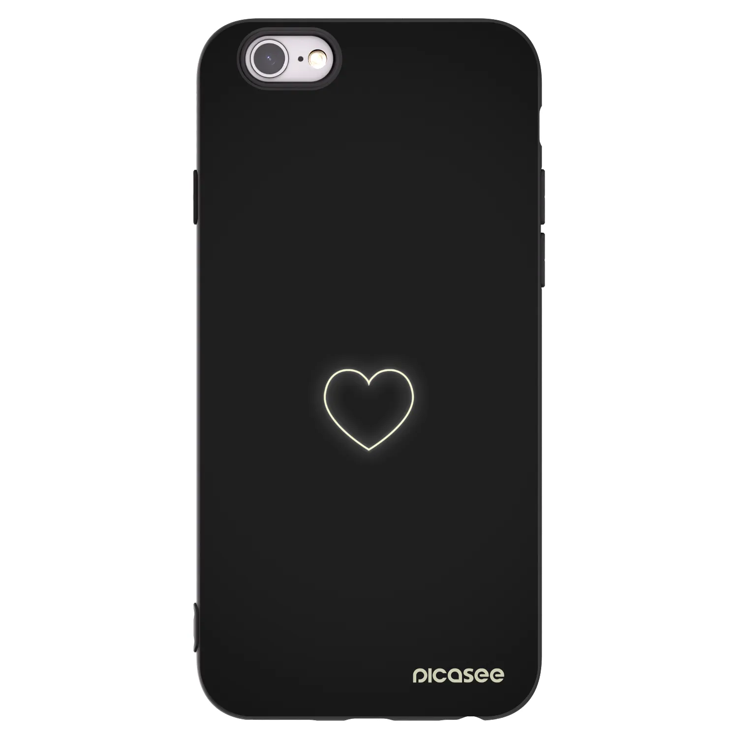 Picasee Μαύρη θήκη σιλικόνης για Apple iPhone 6/6S - Heart