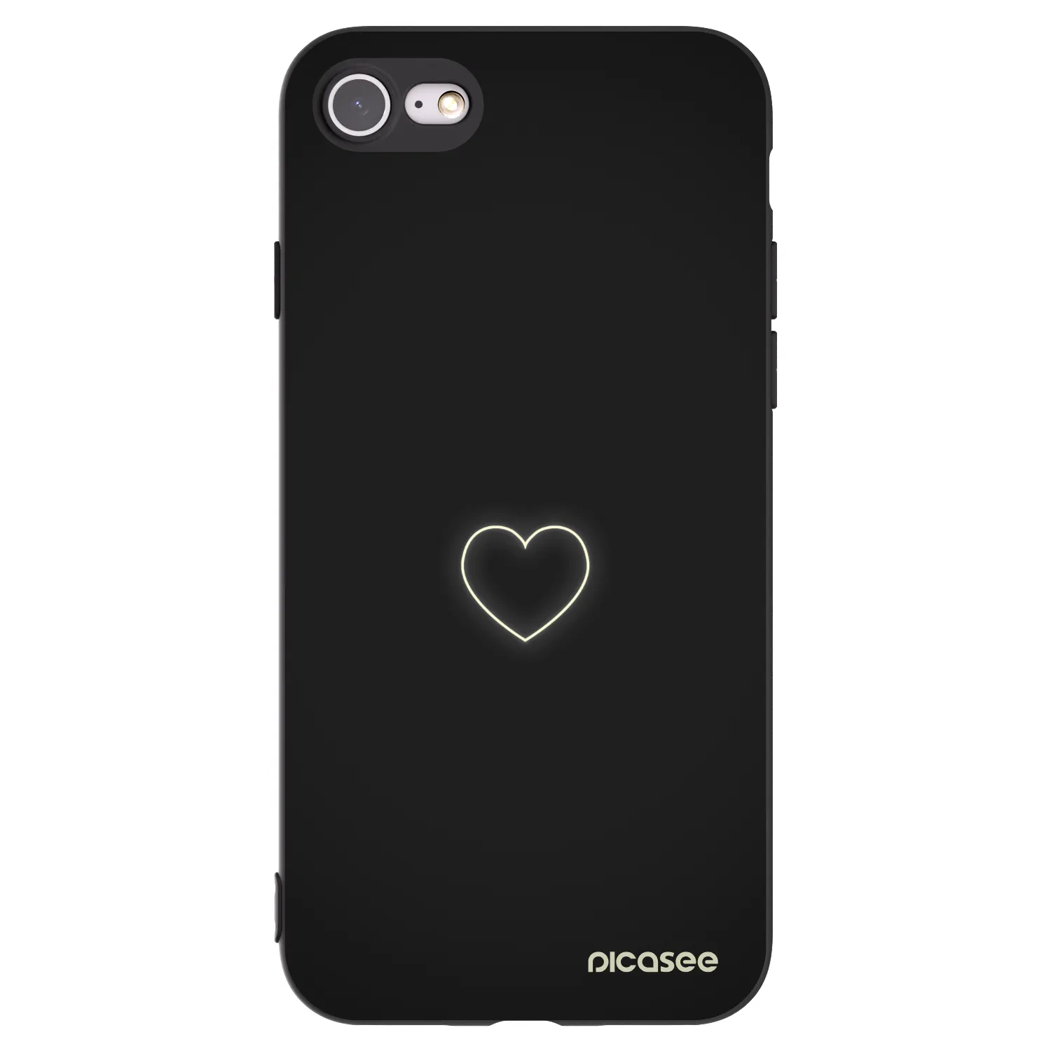 Picasee Μαύρη θήκη σιλικόνης για Apple iPhone 7 - Heart