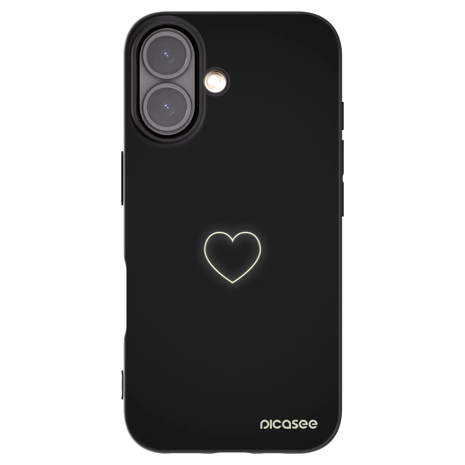 Picasee Μαύρη θήκη σιλικόνης για Apple iPhone 16 - Heart