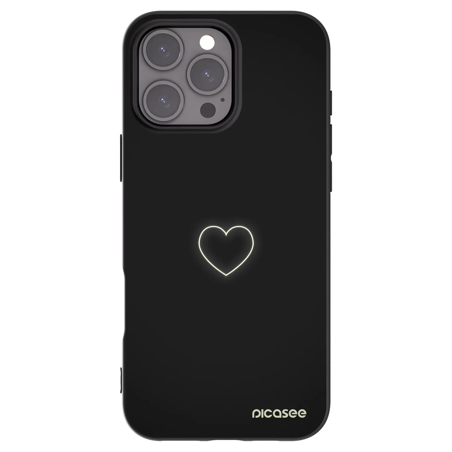 Picasee Μαύρη θήκη σιλικόνης για Apple iPhone 16 Pro Max - Heart