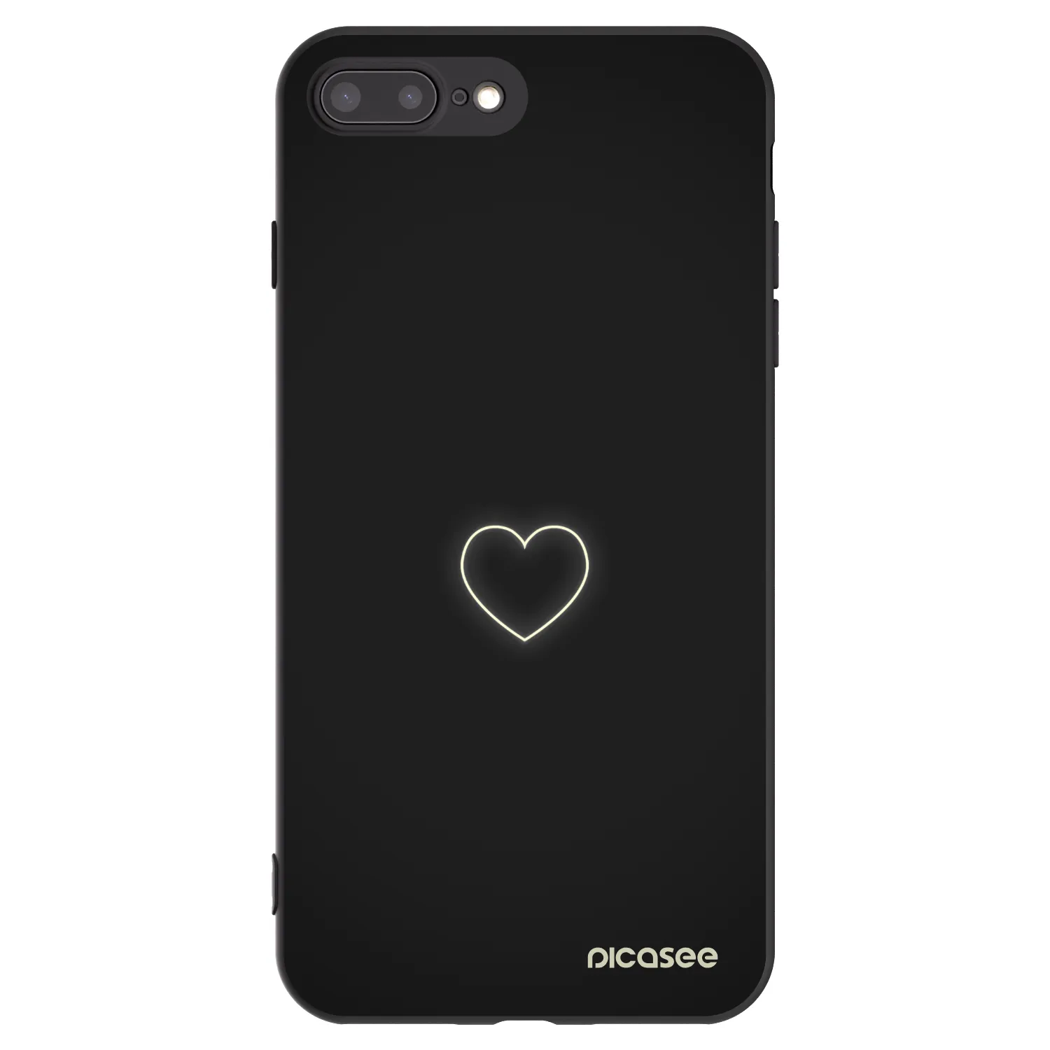 Picasee Μαύρη θήκη σιλικόνης για Apple iPhone 7 Plus - Heart