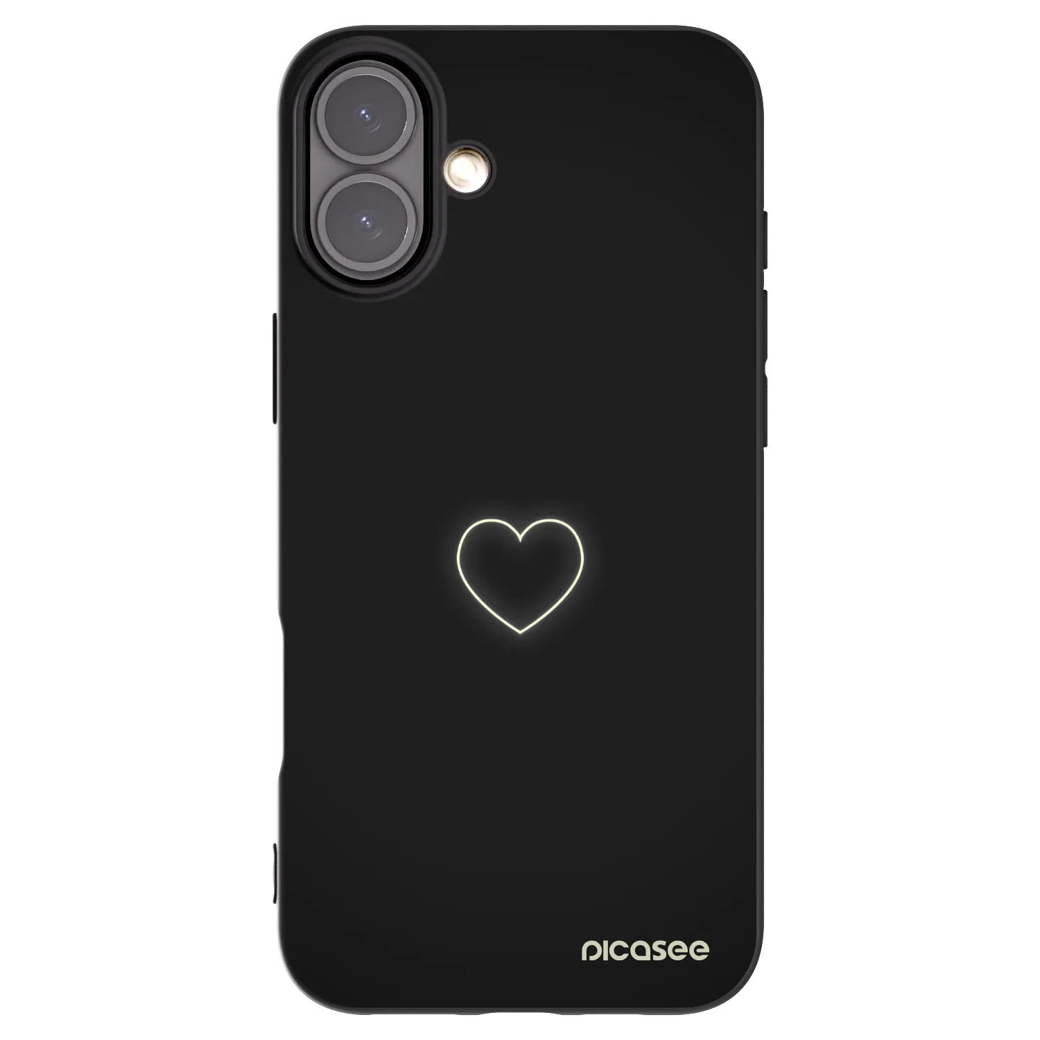 Picasee Μαύρη θήκη σιλικόνης για Apple iPhone 16 Plus - Heart