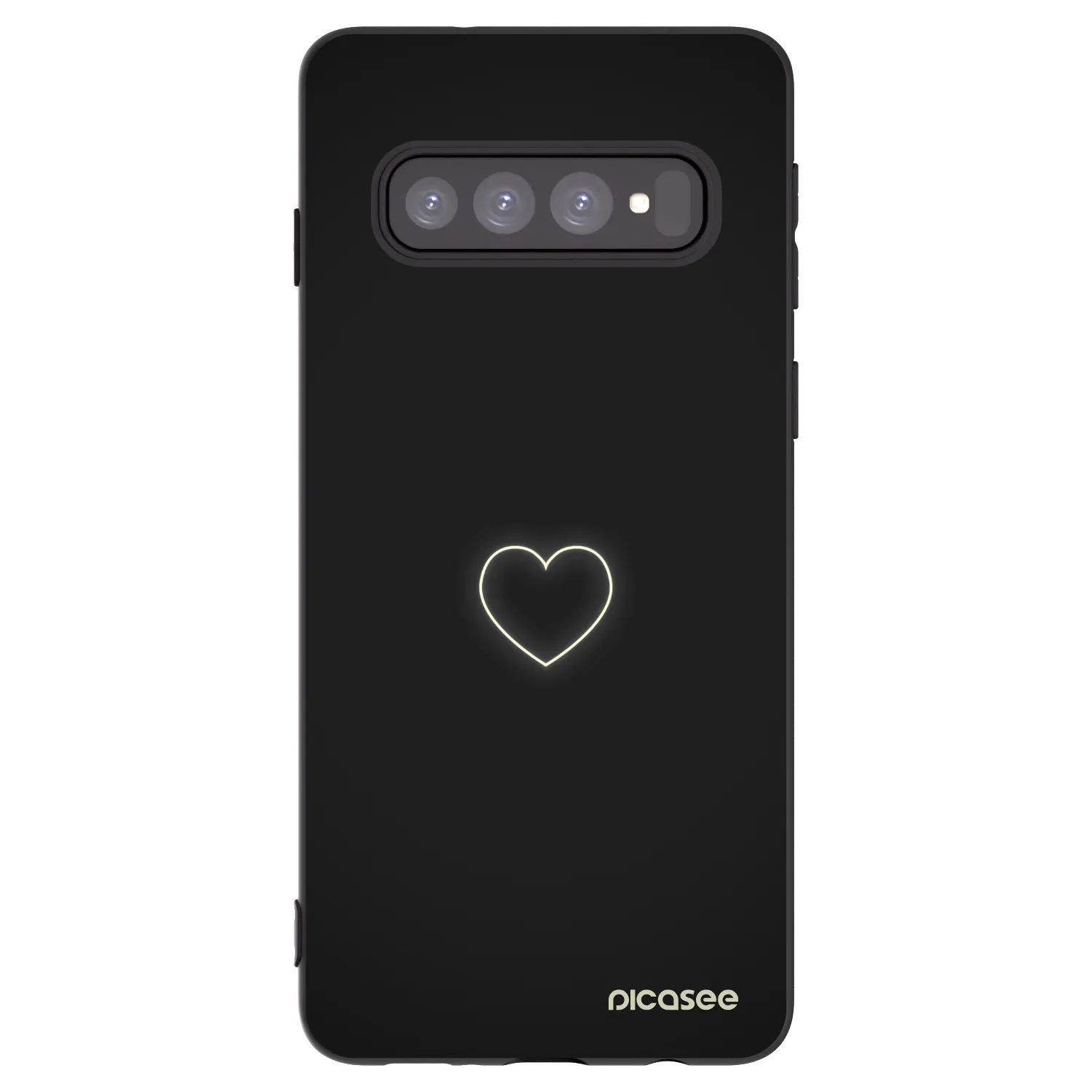 Picasee Μαύρη θήκη σιλικόνης για Samsung Galaxy S10 G973 - Heart