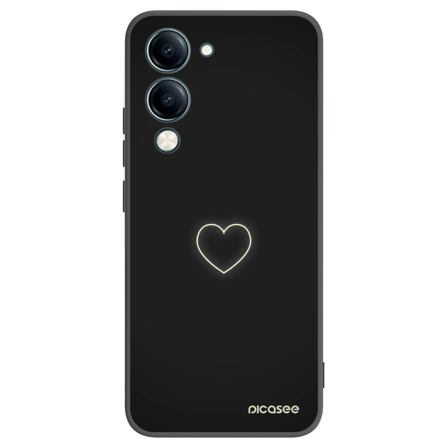 Picasee Μαύρη θήκη σιλικόνης για Vivo Y29s 5G - Heart