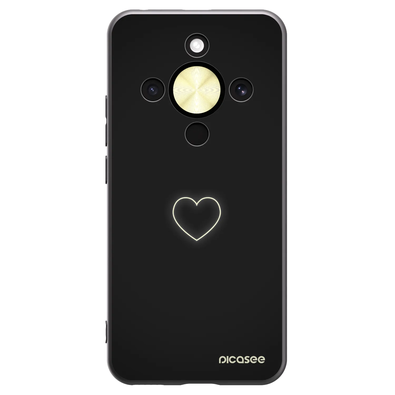 Picasee Μαύρη θήκη σιλικόνης για Honor Magic8 Lite 5G - Heart