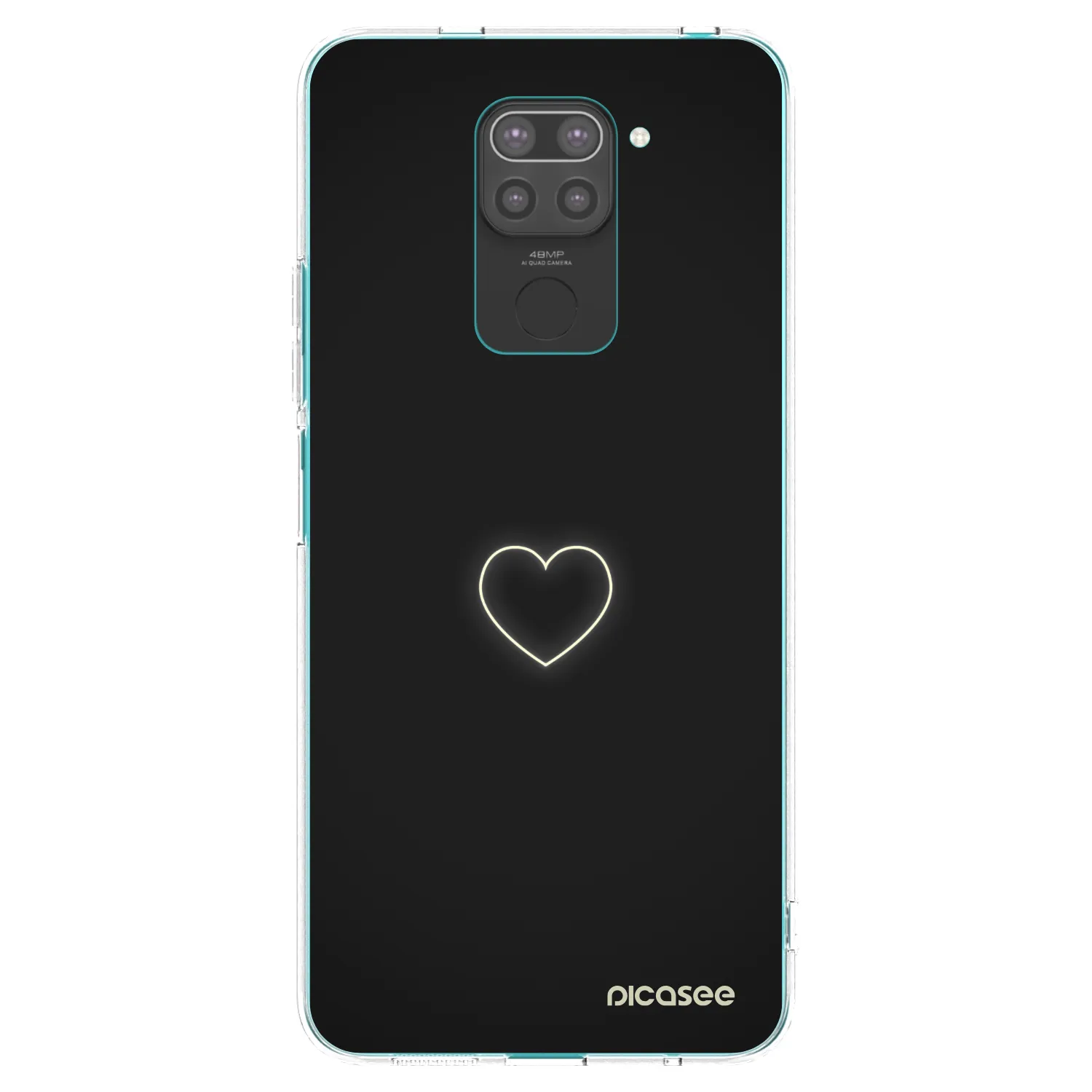 Picasee Μαύρη θήκη σιλικόνης για Xiaomi Redmi Note 9 - Heart