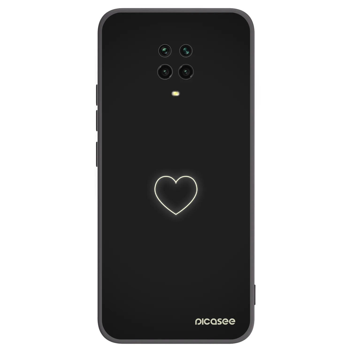 Picasee Μαύρη θήκη σιλικόνης για Xiaomi Redmi Note 9S - Heart