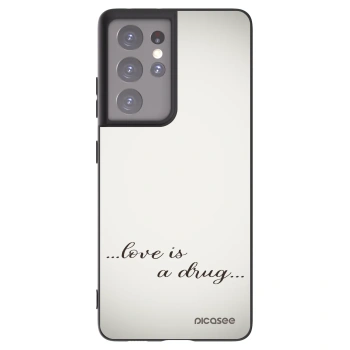 Picasee Μαύρη θήκη σιλικόνης για Samsung Galaxy S21 Ultra 5G G998B - Love is a drug