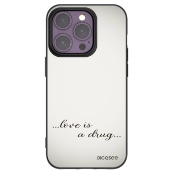 Picasee Μαύρη θήκη σιλικόνης για Apple iPhone 14 Pro - Love is a drug
