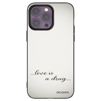 Picasee Μαύρη θήκη σιλικόνης για Apple iPhone 14 Pro Max - Love is a drug