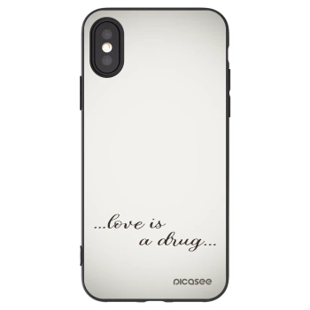 Picasee Μαύρη θήκη σιλικόνης για Apple iPhone X/XS - Love is a drug