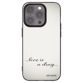 Picasee Μαύρη θήκη σιλικόνης για Apple iPhone 15 Pro - Love is a drug