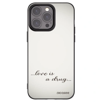 Picasee Μαύρη θήκη σιλικόνης για Apple iPhone 15 Pro Max - Love is a drug