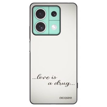 Picasee Μαύρη θήκη σιλικόνης για Xiaomi Redmi Note 13 5G - Love is a drug