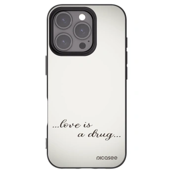 Picasee Μαύρη θήκη σιλικόνης για Apple iPhone 16 Pro - Love is a drug