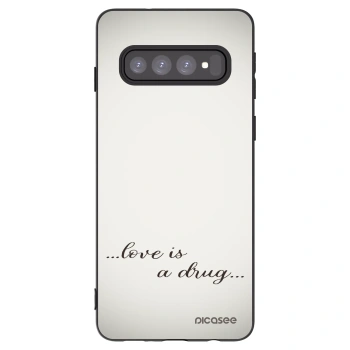 Picasee Μαύρη θήκη σιλικόνης για Samsung Galaxy S10 G973 - Love is a drug