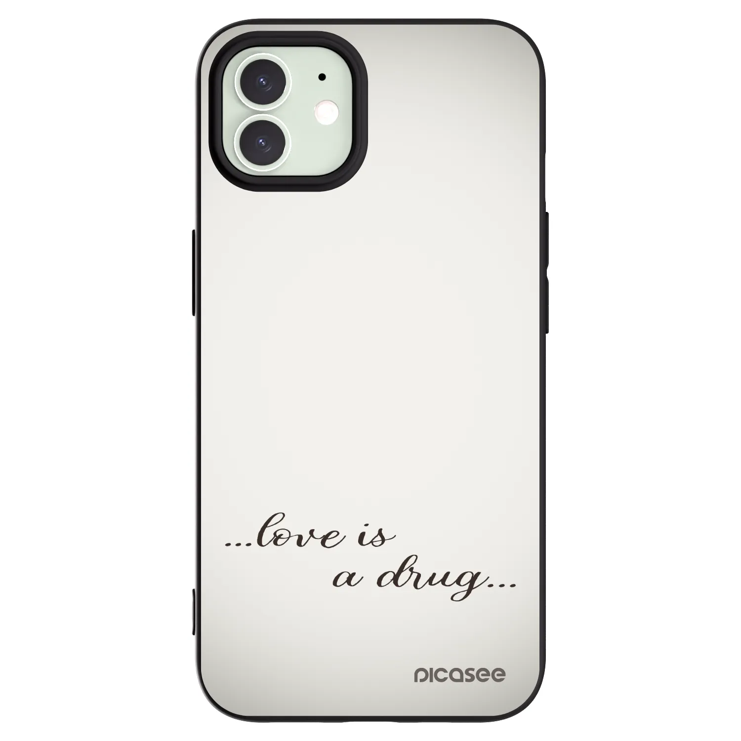 Picasee Μαύρη θήκη σιλικόνης για Apple iPhone 12 - Love is a drug