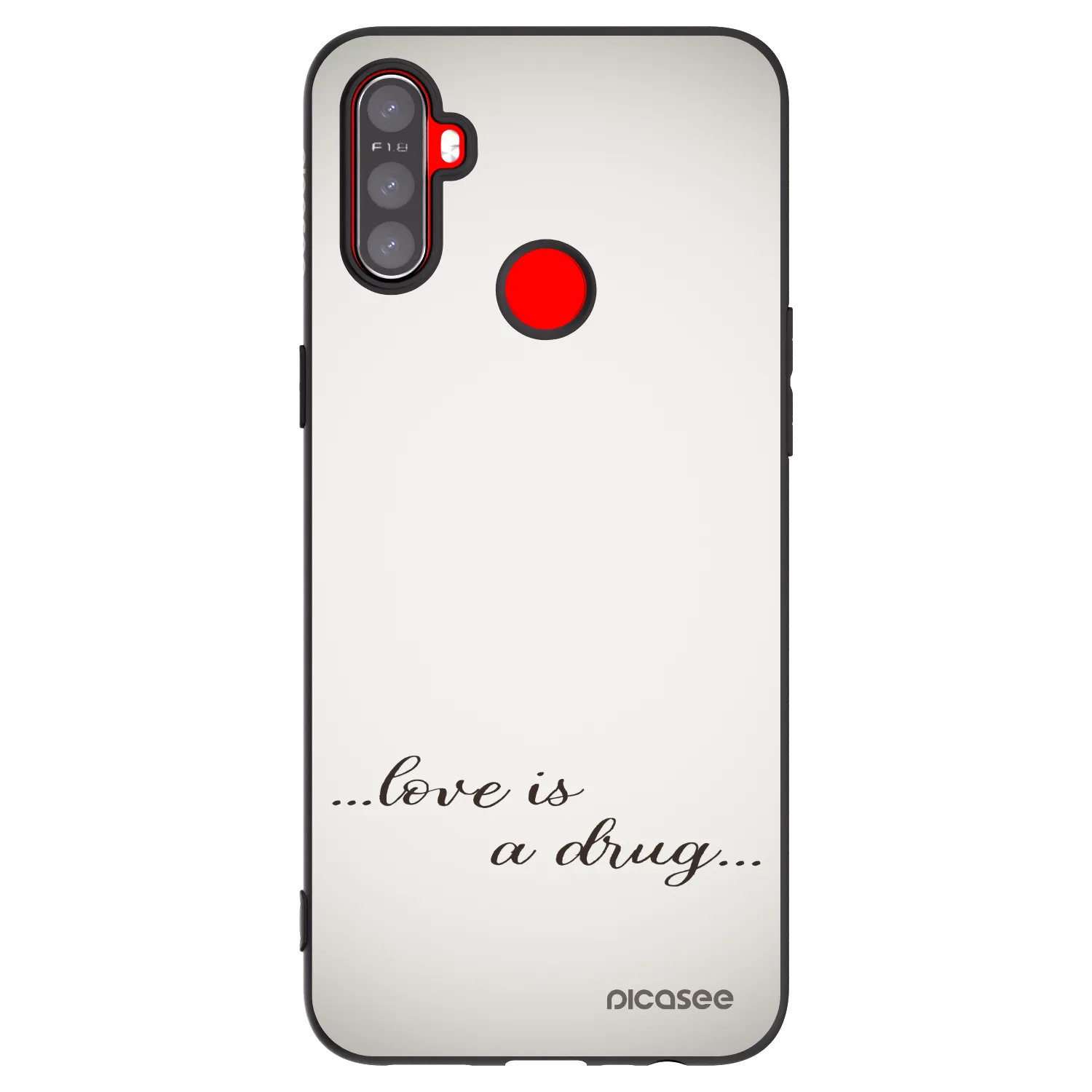 Picasee Μαύρη θήκη σιλικόνης για Realme C3 - Love is a drug