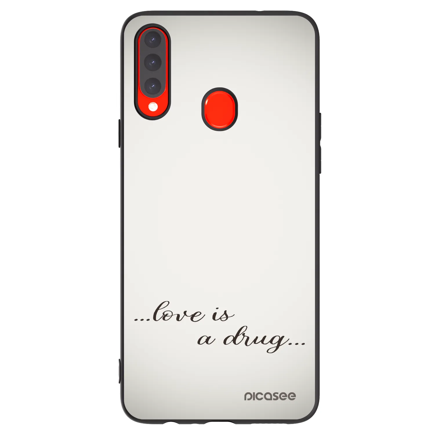 Picasee Μαύρη θήκη σιλικόνης για Samsung Galaxy A20s - Love is a drug