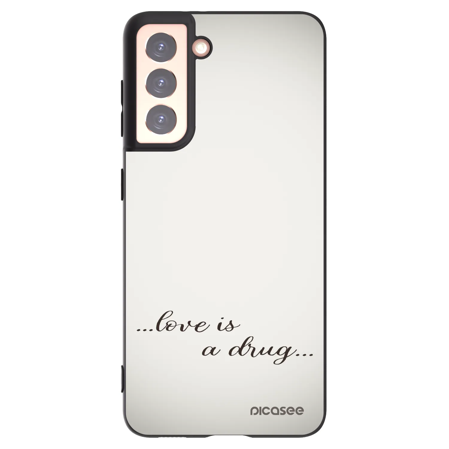Picasee Μαύρη θήκη σιλικόνης για Samsung Galaxy S21 5G G991B - Love is a drug