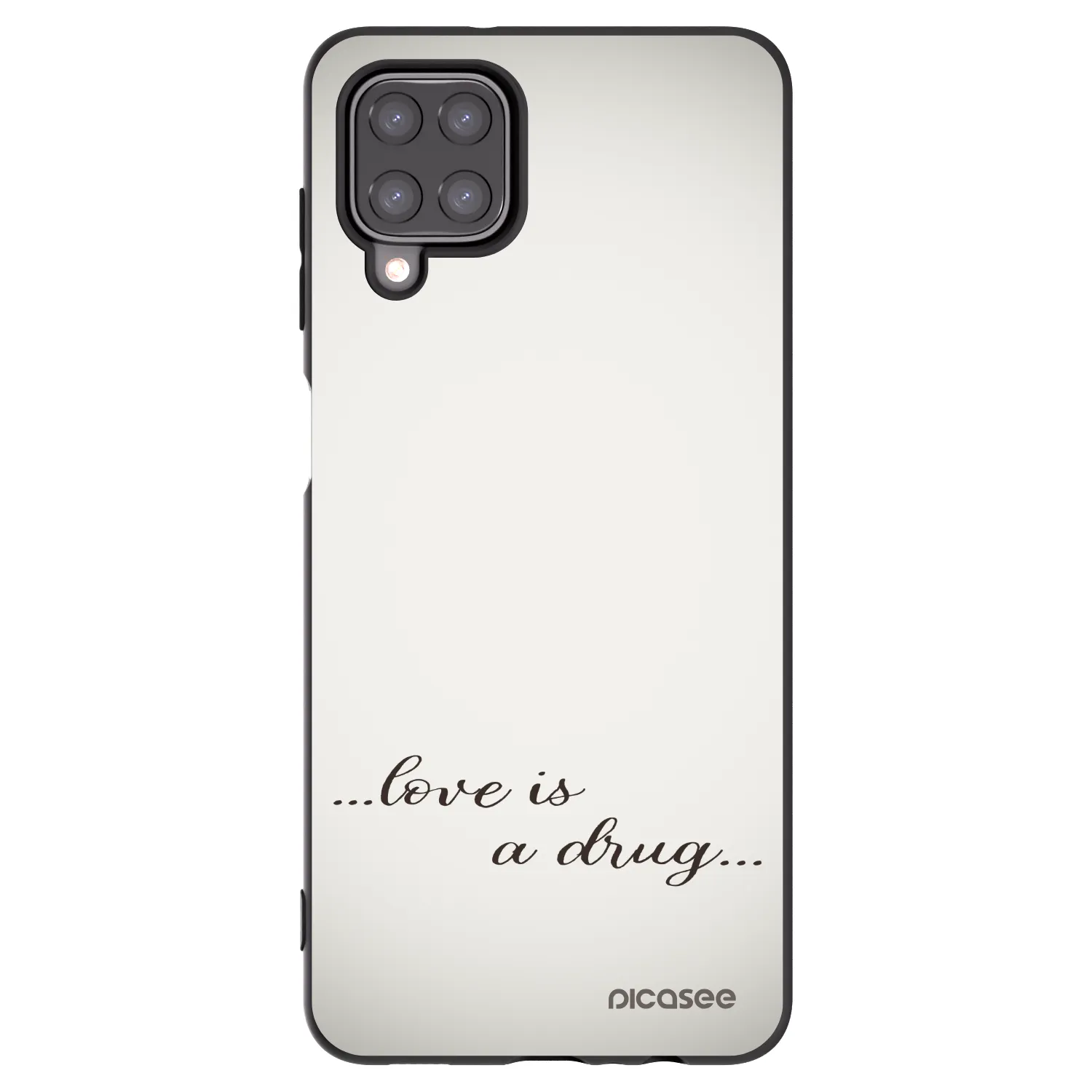 Picasee Μαύρη θήκη σιλικόνης για Samsung Galaxy A12 A125F - Love is a drug