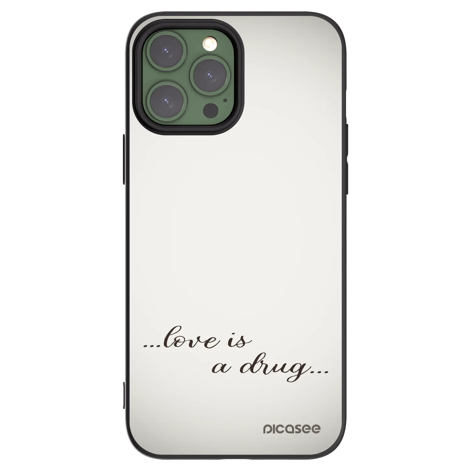 Picasee Μαύρη θήκη σιλικόνης για Apple iPhone 13 Pro Max - Love is a drug