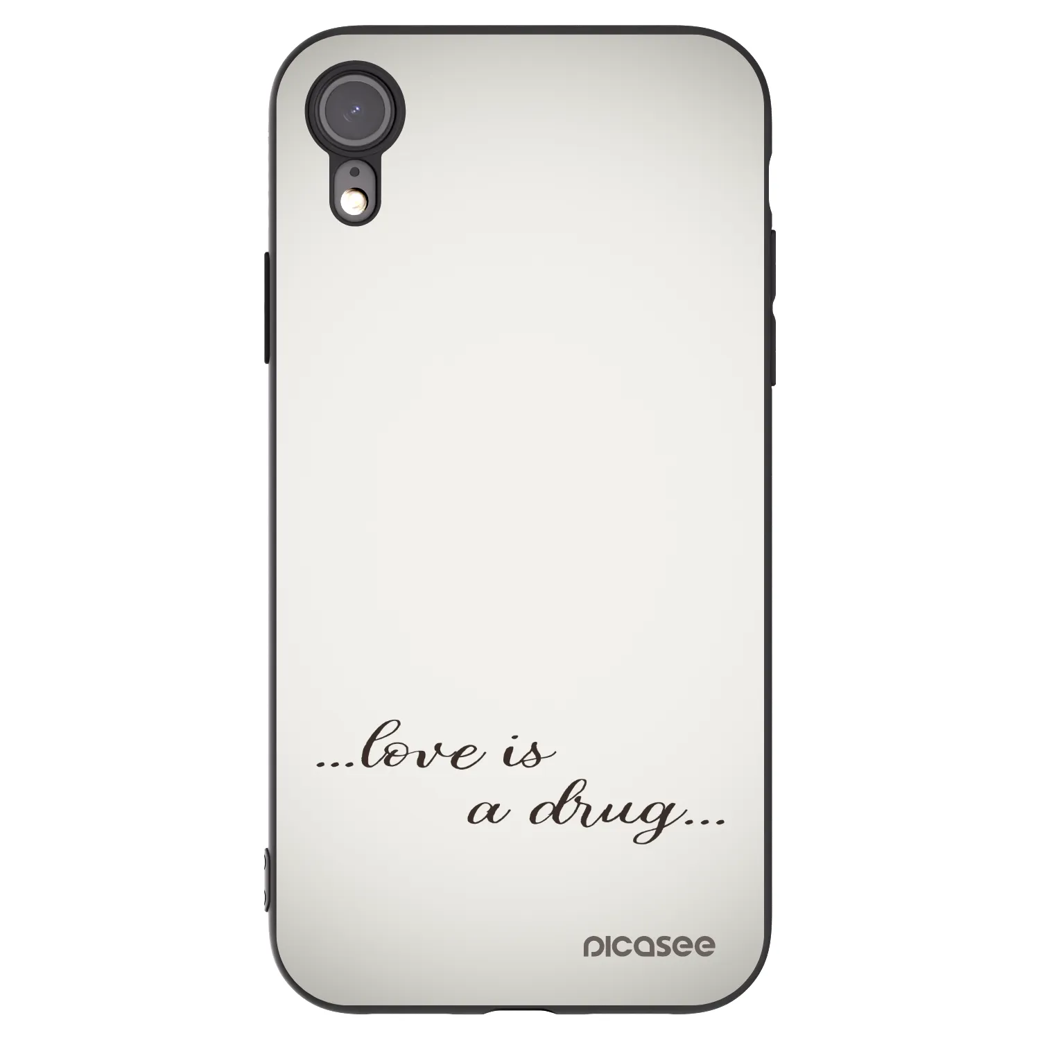Picasee Μαύρη θήκη σιλικόνης για Apple iPhone XR - Love is a drug