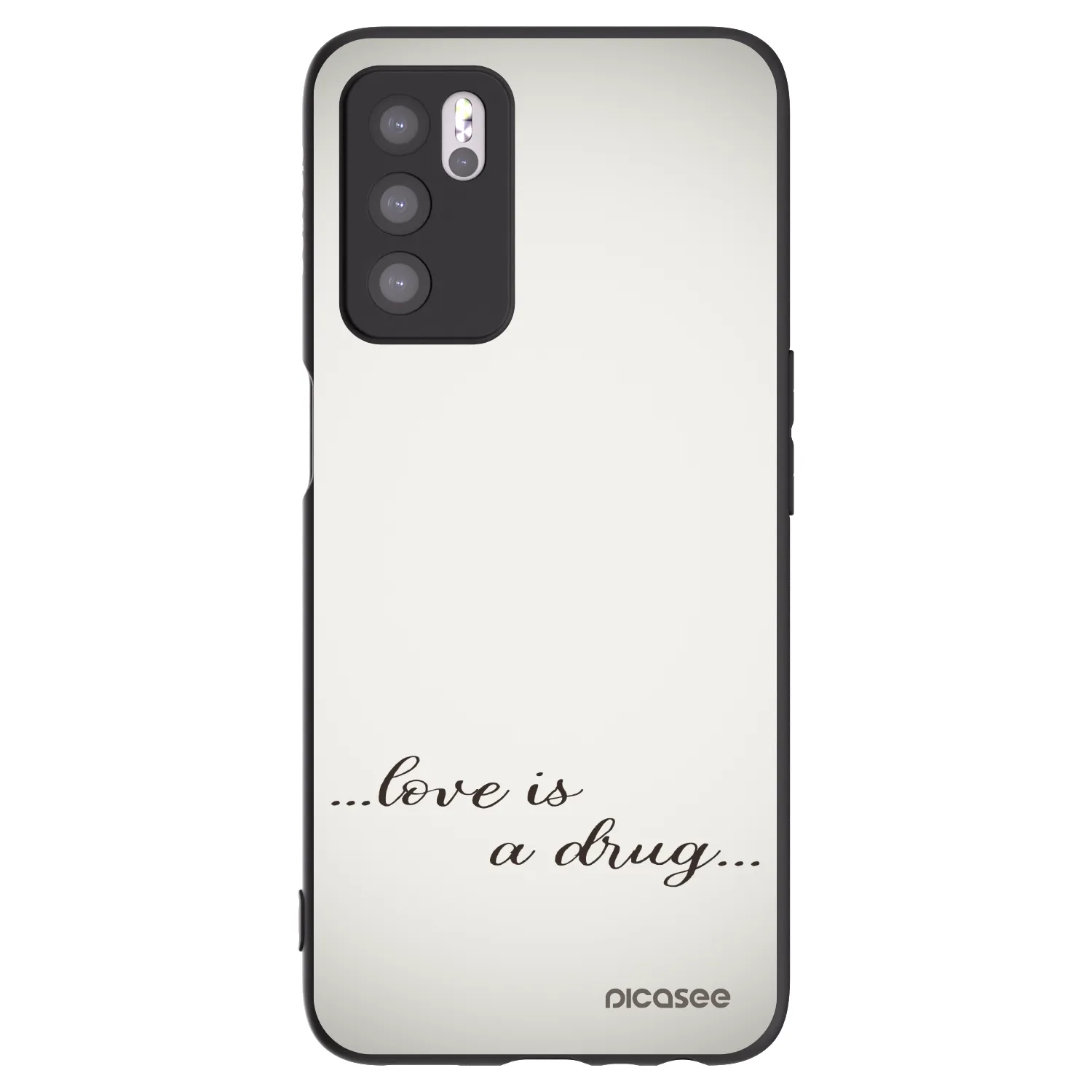 Picasee Μαύρη θήκη σιλικόνης για OPPO A16s - Love is a drug