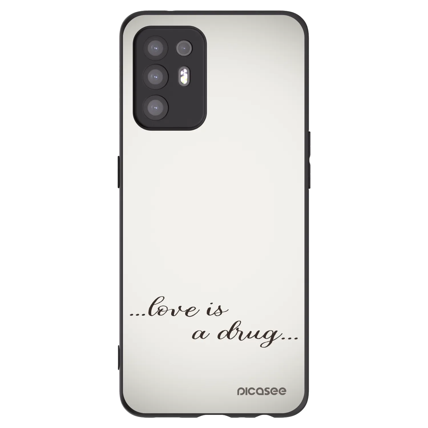 Picasee Μαύρη θήκη σιλικόνης για OPPO A94 5G - Love is a drug
